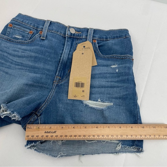 NWT Levis 501 Original High Rise Denim Shorts Women’s 27 Blue Distressed New - Picture 11 of 16